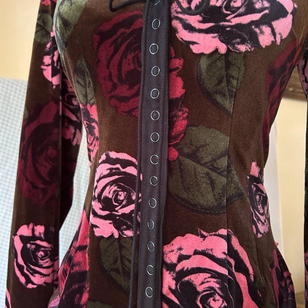 Vintage Y2K Betsey Johnson Velvet Floral Bustle Top - Picture 6 of 15